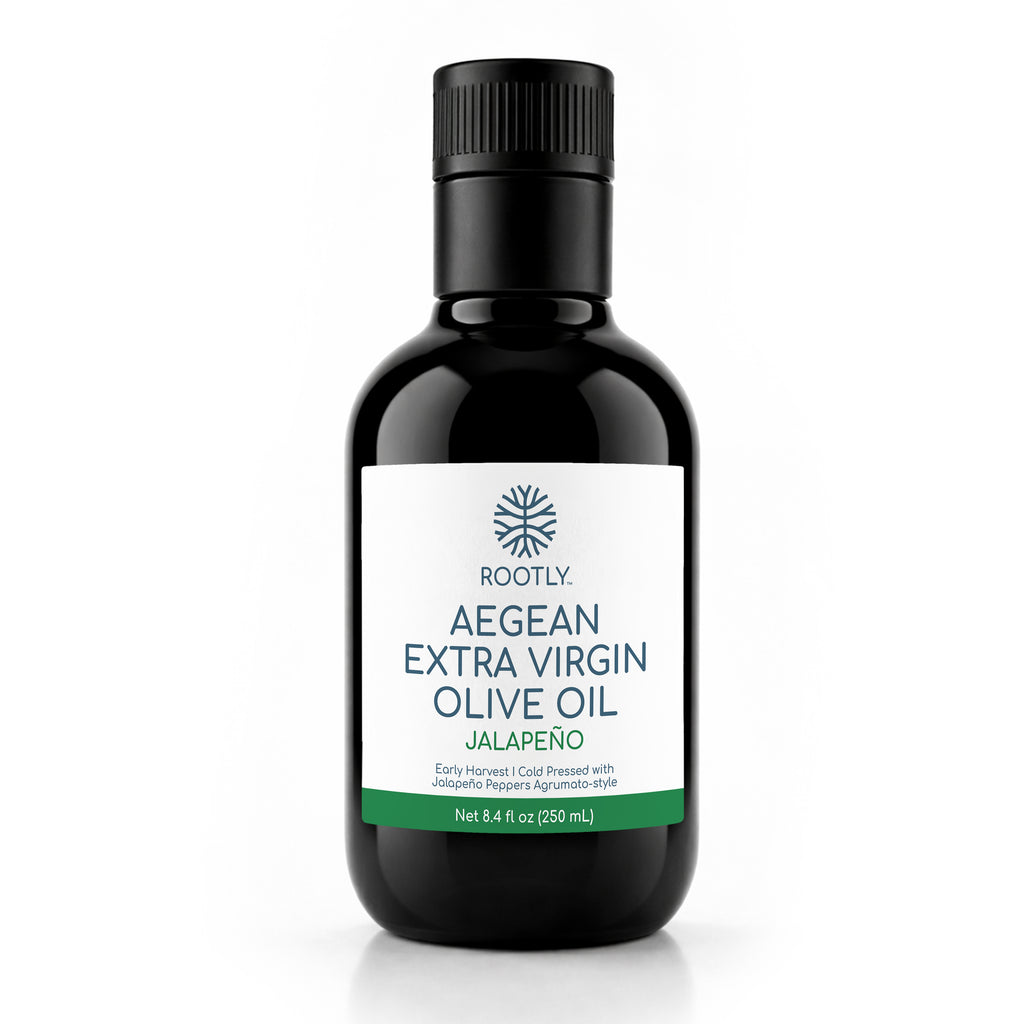 ROOTLY Aegean Early Harvest Extra Virgin Olive Oil, Cold Pressed with Jalapeño