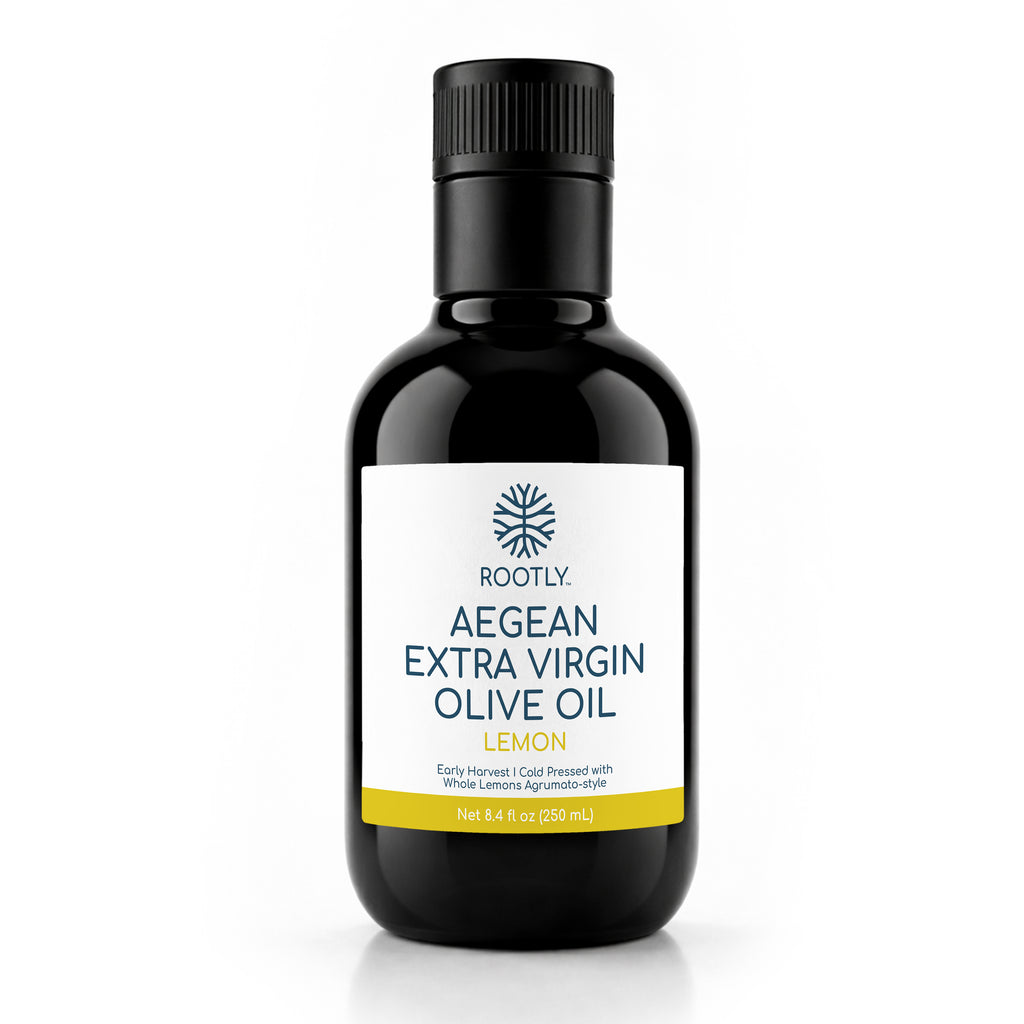 ROOTLY Aegean Early Harvest Extra Virgin Olive Oil, Cold Pressed with Lemon