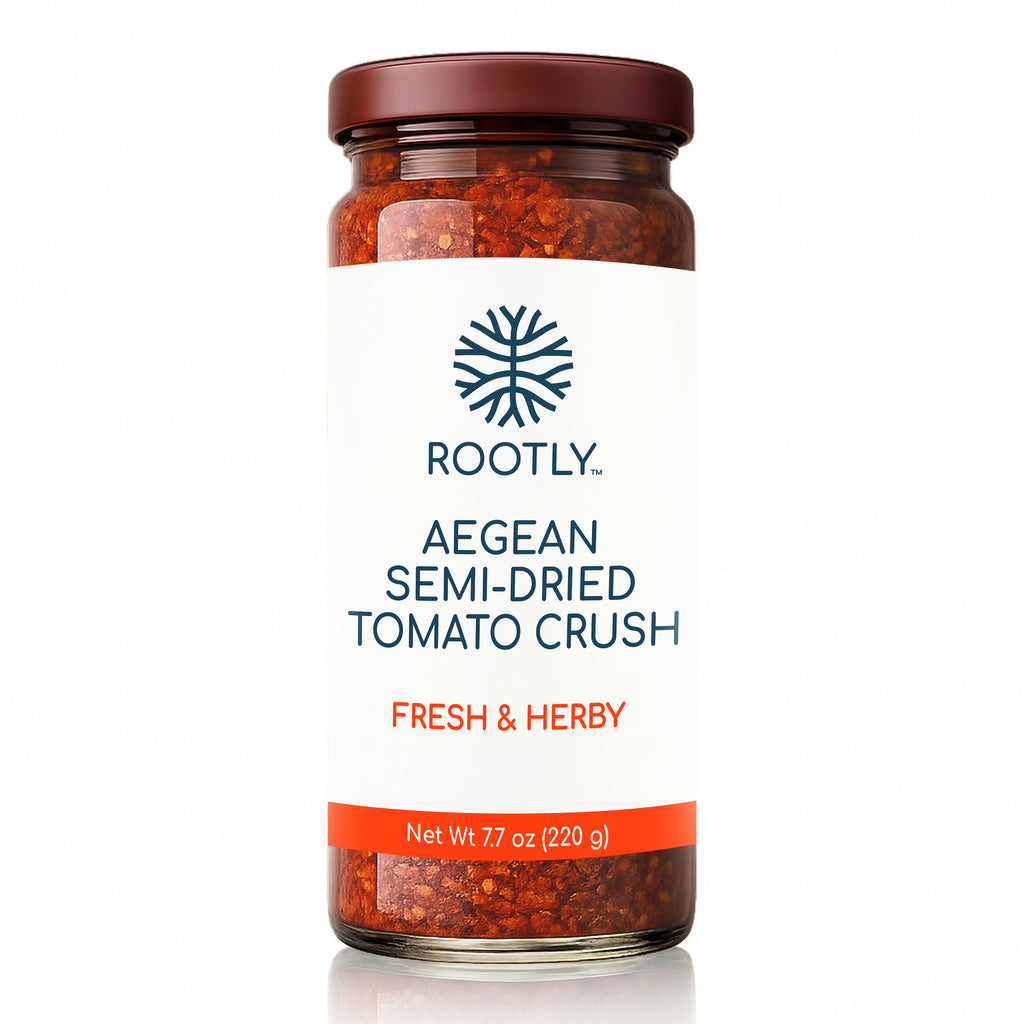 ROOTLY Aegean Semi-Dried Tomato Crush in Extra Virgin Olive Oil, Fresh & Herby