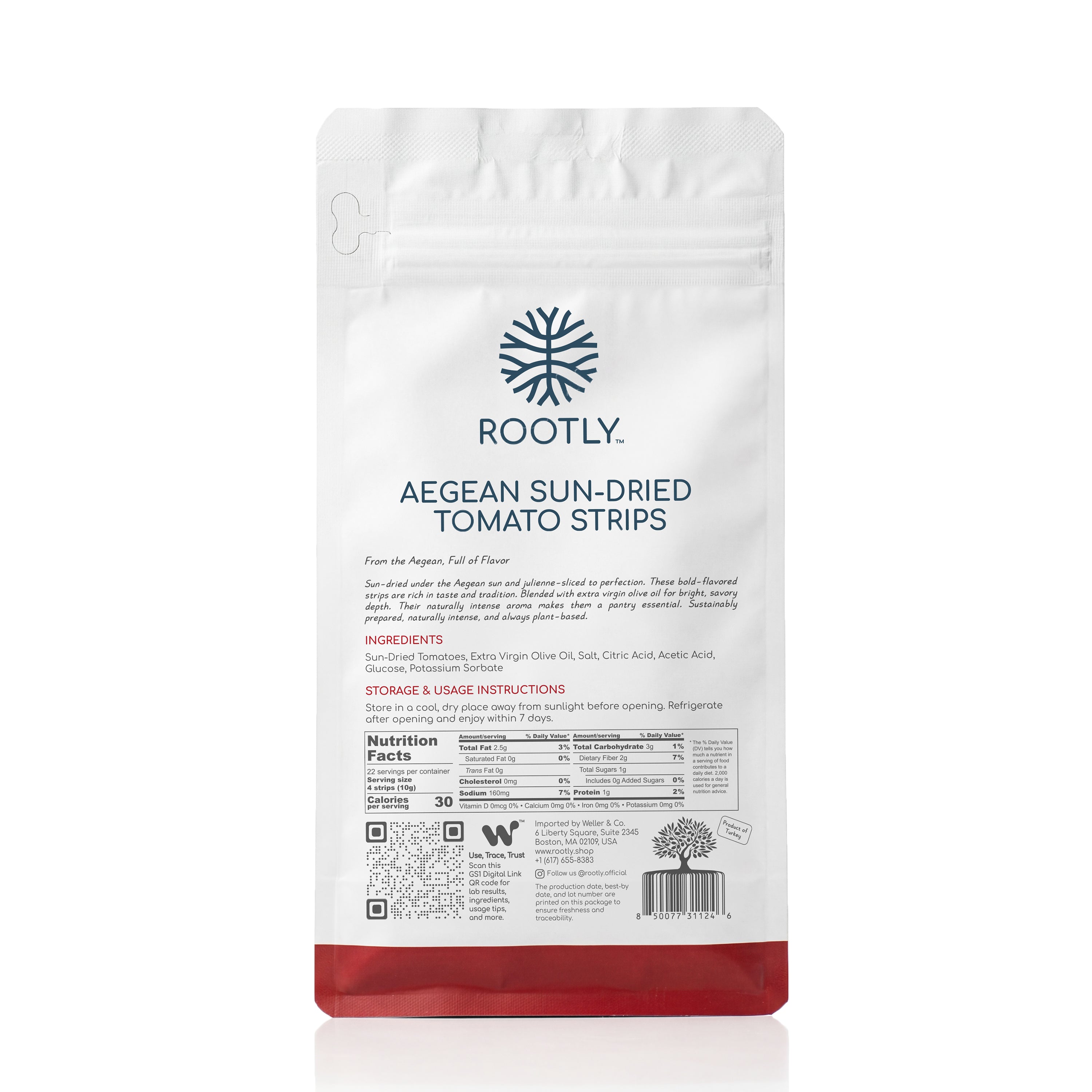 ROOTLY Aegean Sun-Dried Tomato Strips in Extra Virgin Olive Oil, Julienne Cut, Ready-to-Eat