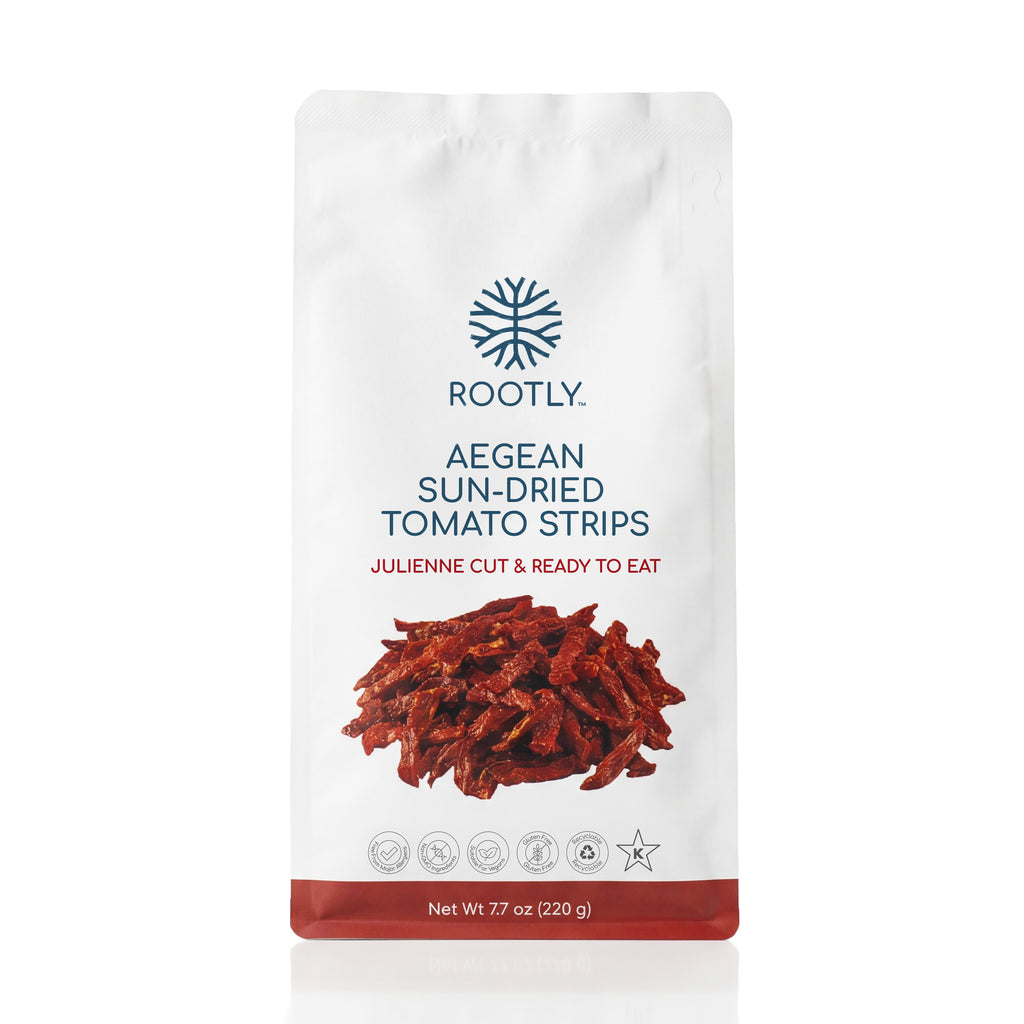 ROOTLY Aegean Sun-Dried Tomato Strips in Extra Virgin Olive Oil, Julienne Cut