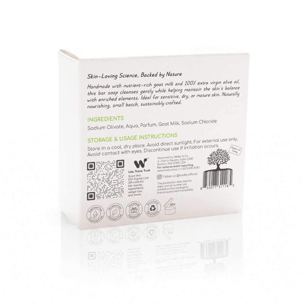 ROOTLY Goat Milk Soap Bar, Handmade with Olive Oil