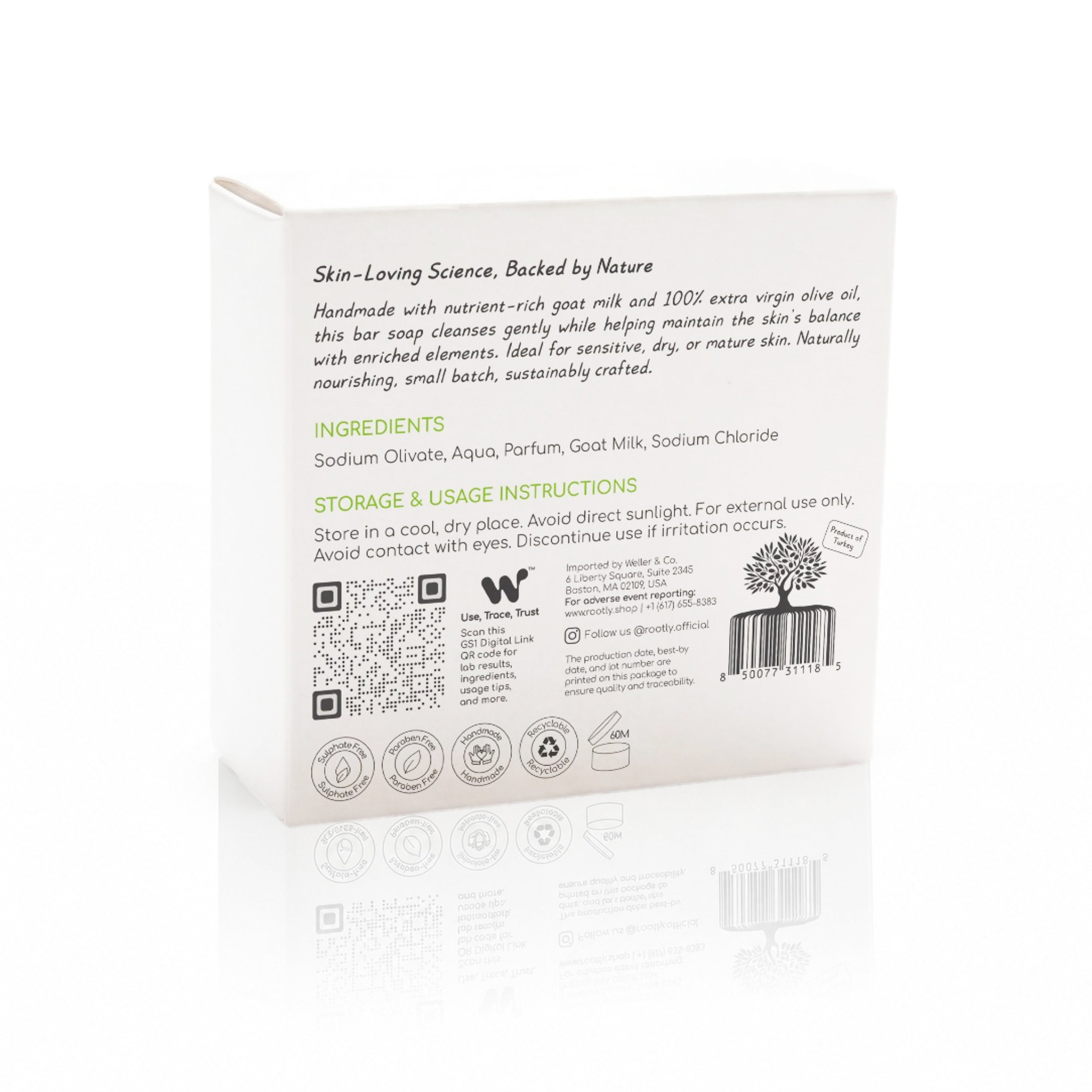ROOTLY Goat Milk Soap Bar, Handmade with Olive Oil